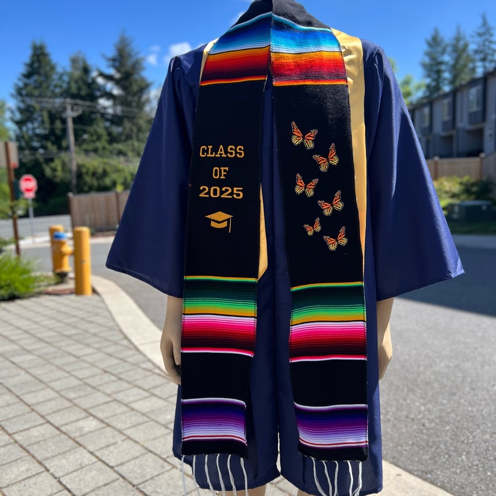Colorful Graduation Stole with Butterflies